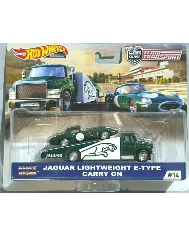 hotwheels premium team transport jaguar lightweight e-type + carry on  č.14