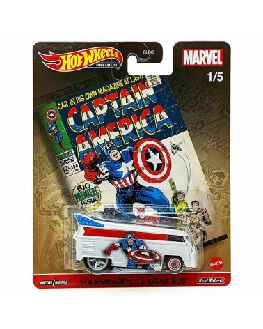 VOLKSWAGEN T1 DRAG BUS HOTWHEELS 2021 PREMIUM MARVEL COMPLETE SET OF 5 CAPTAIN AMERICA 1/5